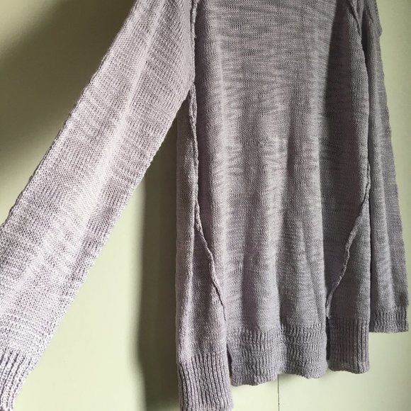 Pastel Purple Fringed Cold Shoulder Knit Sweater - Picture 5 of 15